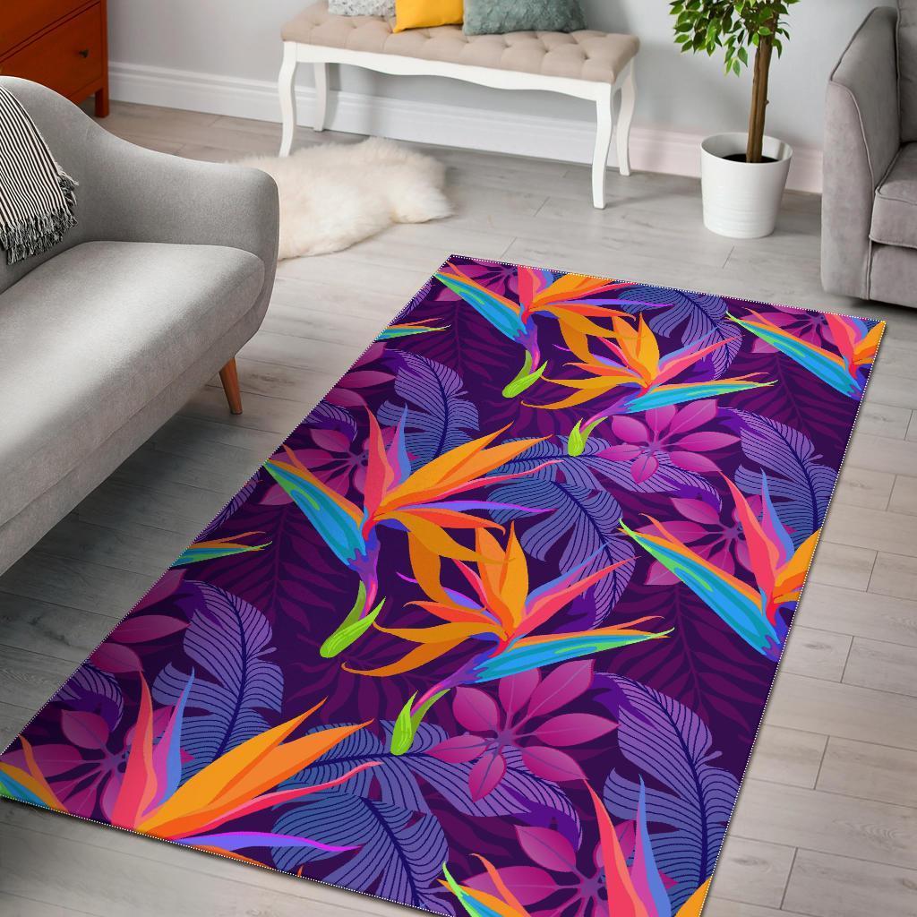 Floral Hawaiian Tropical Palm Leaves Pattern Print Floor Mat-grizzshop