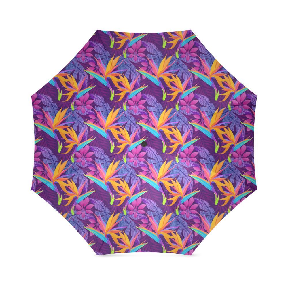 Floral Hawaiian Tropical Palm Leaves Pattern Print Foldable Umbrella-grizzshop