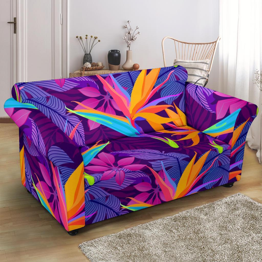 Floral Hawaiian Tropical Palm Leaves Pattern Print Loveseat Cover-grizzshop