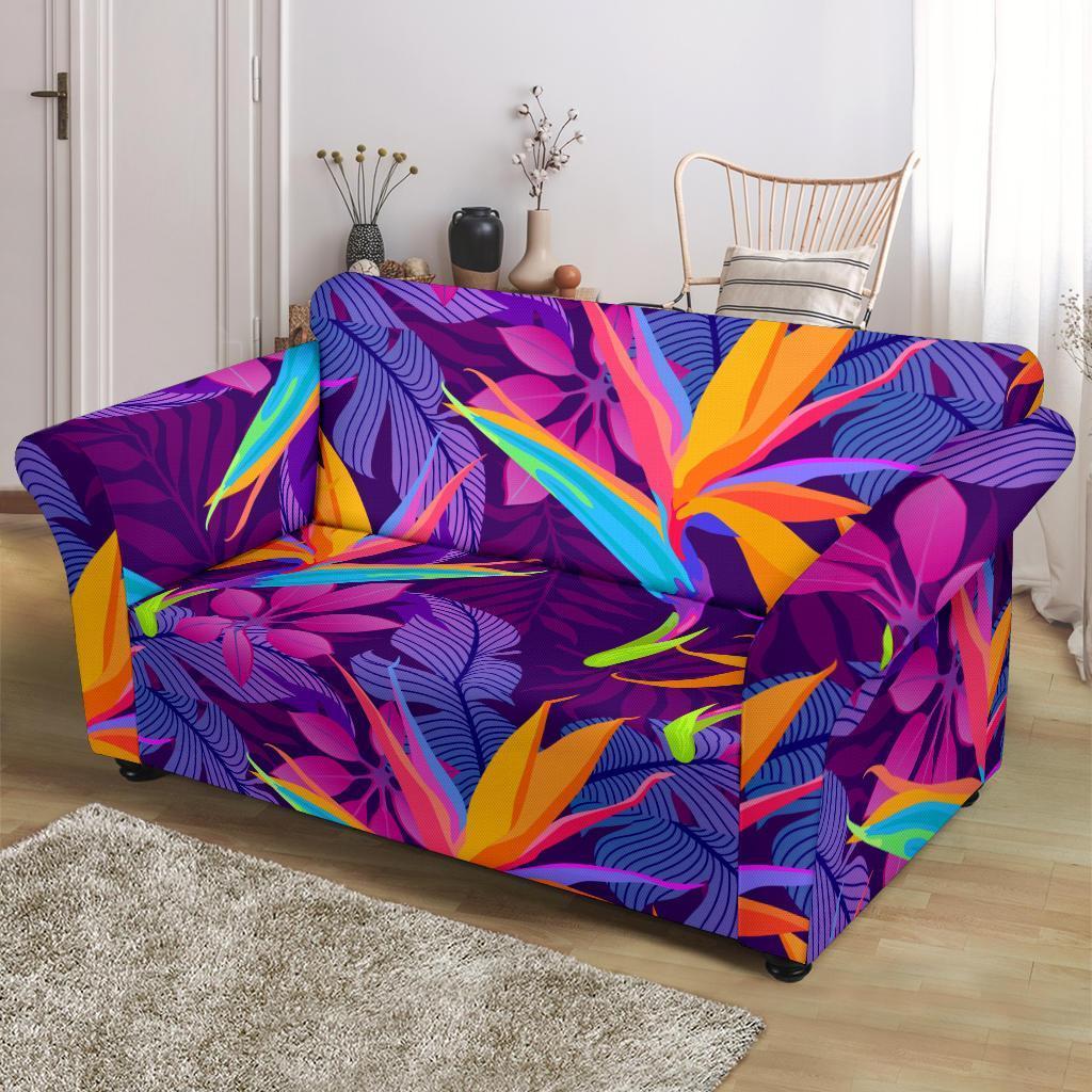 Floral Hawaiian Tropical Palm Leaves Pattern Print Loveseat Cover-grizzshop