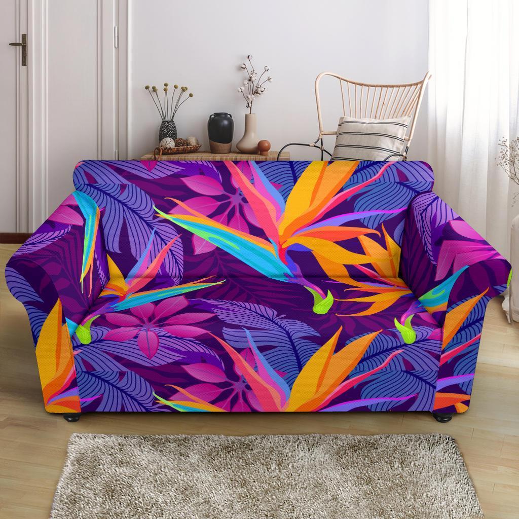 Floral Hawaiian Tropical Palm Leaves Pattern Print Loveseat Cover-grizzshop