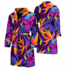 Floral Hawaiian Tropical Palm Leaves Pattern Print Men Long Robe-grizzshop