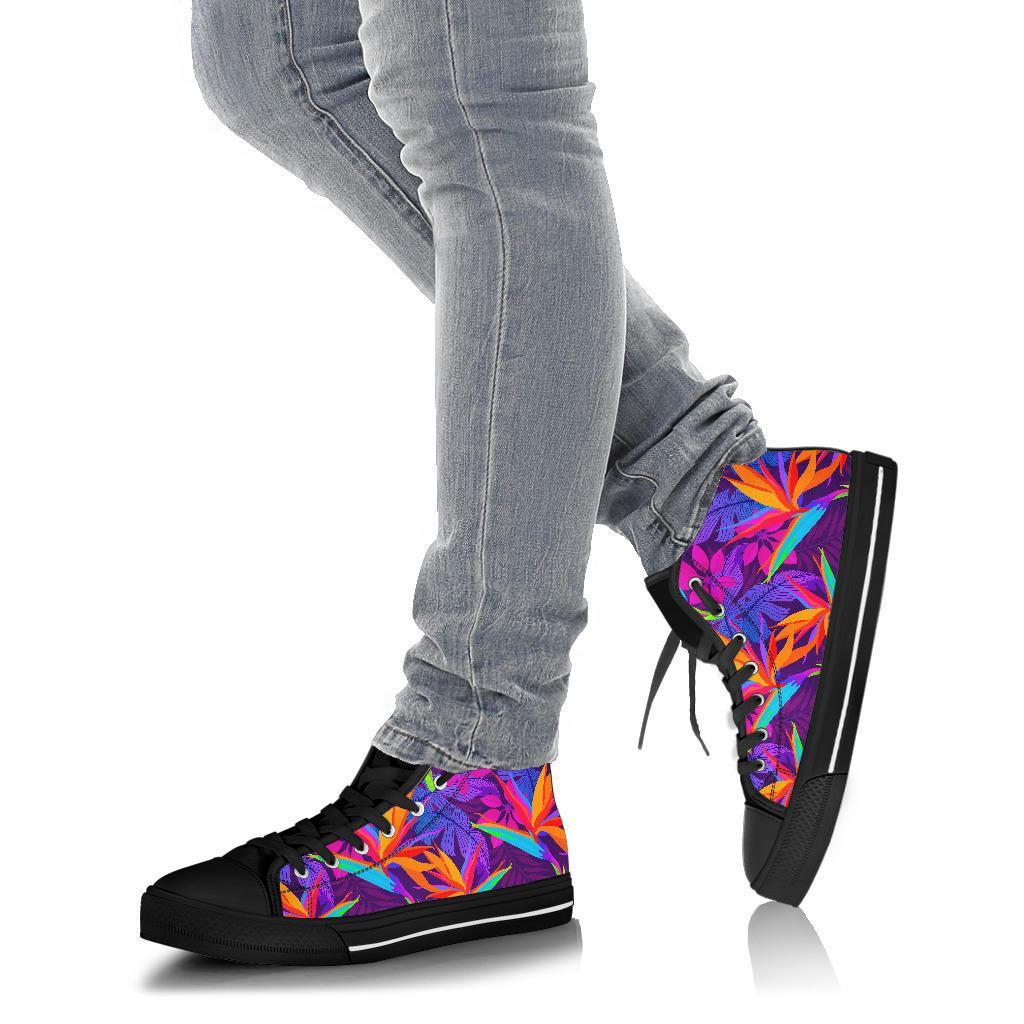 Floral Hawaiian Tropical Palm Leaves Pattern Print Men Women's High Top Shoes-grizzshop