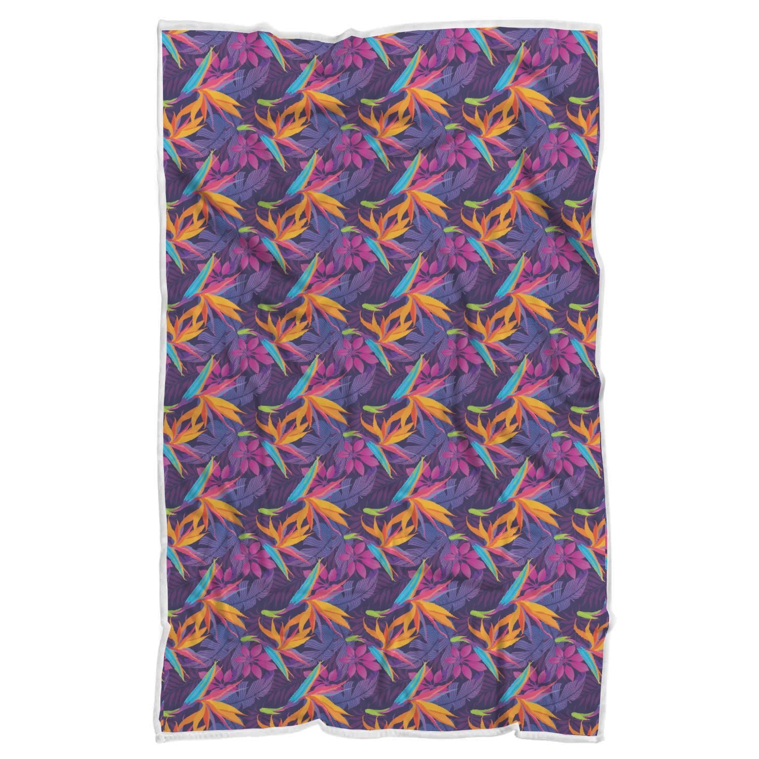 Floral Hawaiian Tropical Palm Leaves Pattern Print Throw Blanket-grizzshop