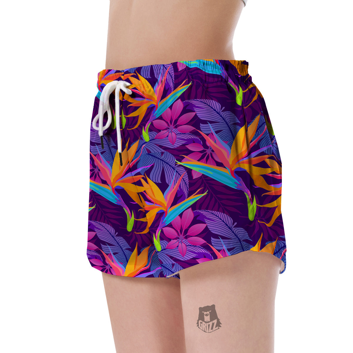 Floral Hawaiian Tropical Palm Leaves Pattern Print Women's Shorts-grizzshop