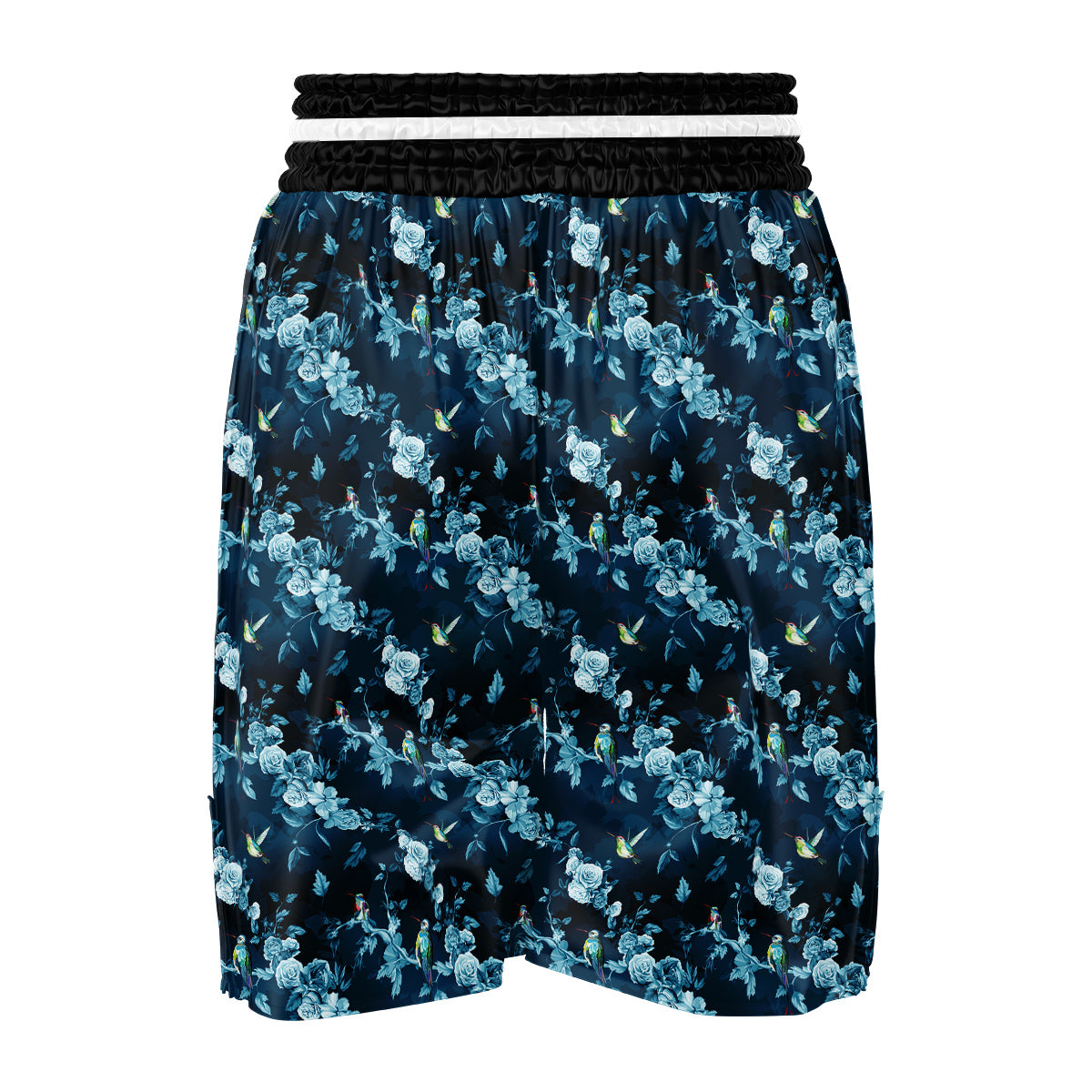 Floral Hummingbird Dark Blue Print Boxing Shorts-grizzshop