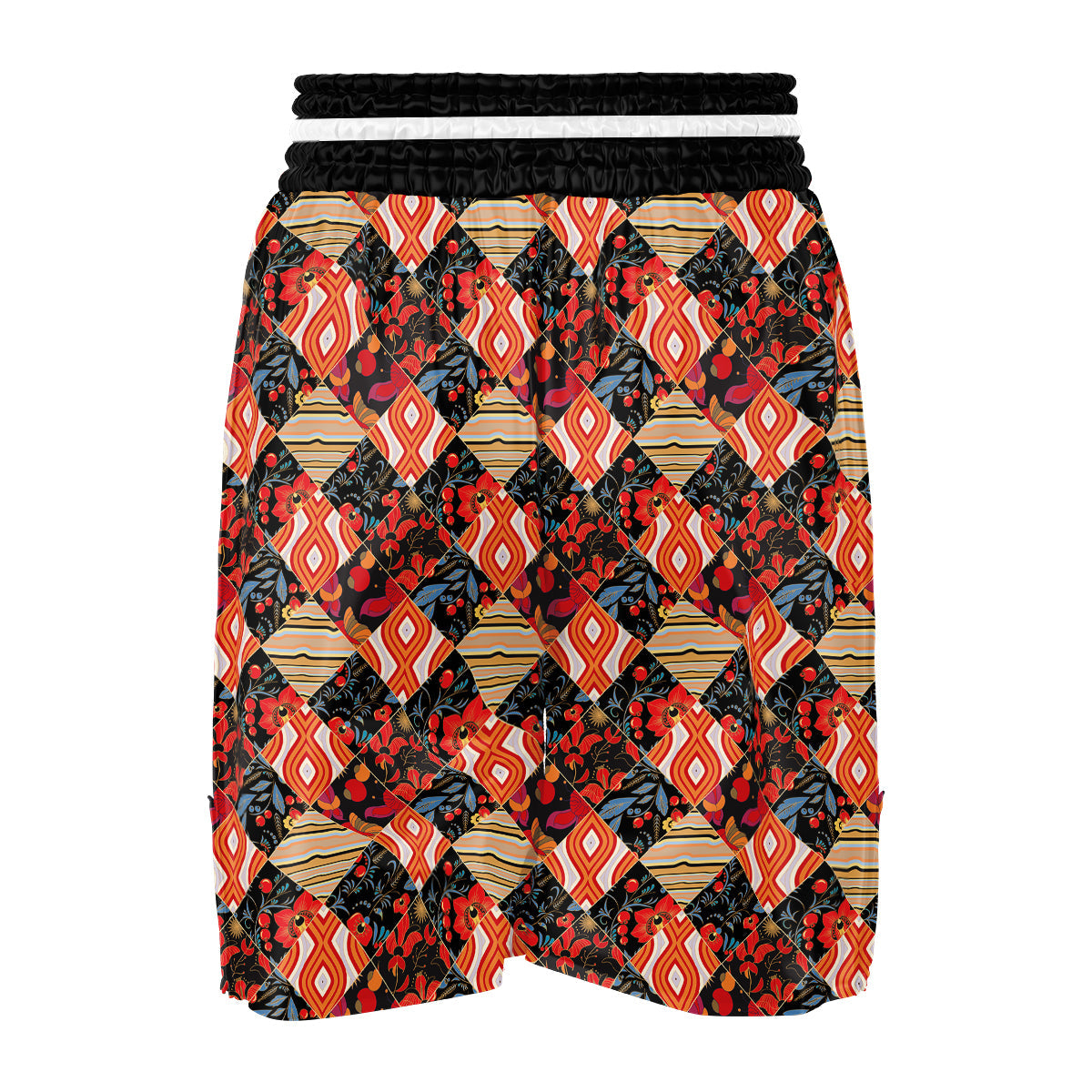 Floral Indian Patchwork Print Pattern Boxing Shorts-grizzshop