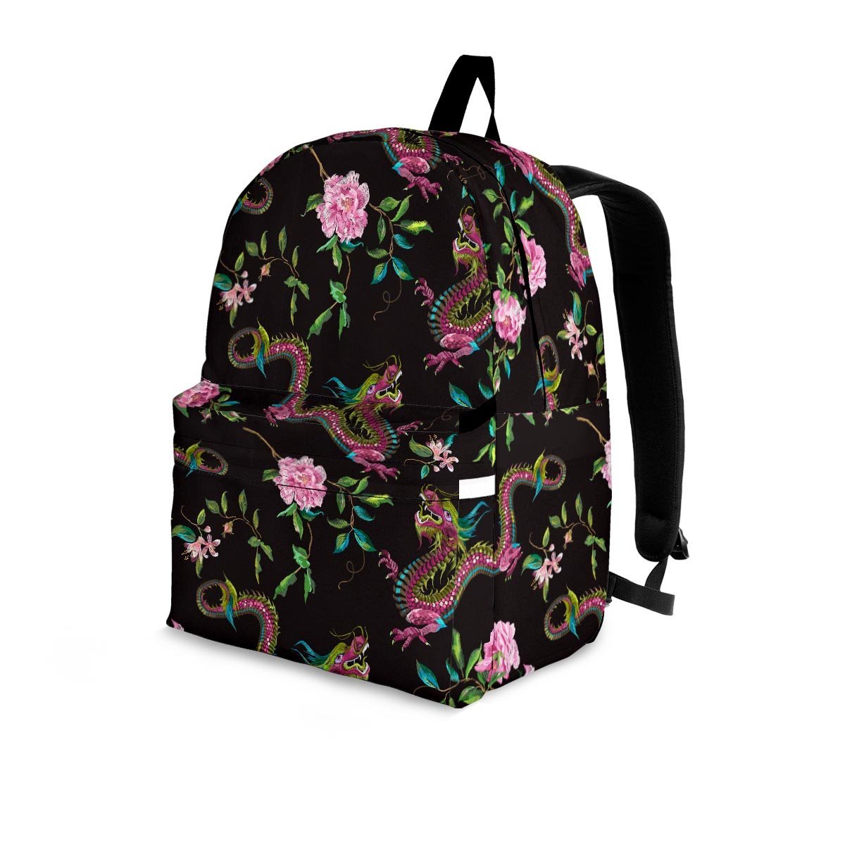 Floral Janpanese Dragon Print Backpack-grizzshop