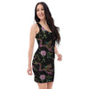 Floral Janpanese Dragon Print Bodycon Dress-grizzshop