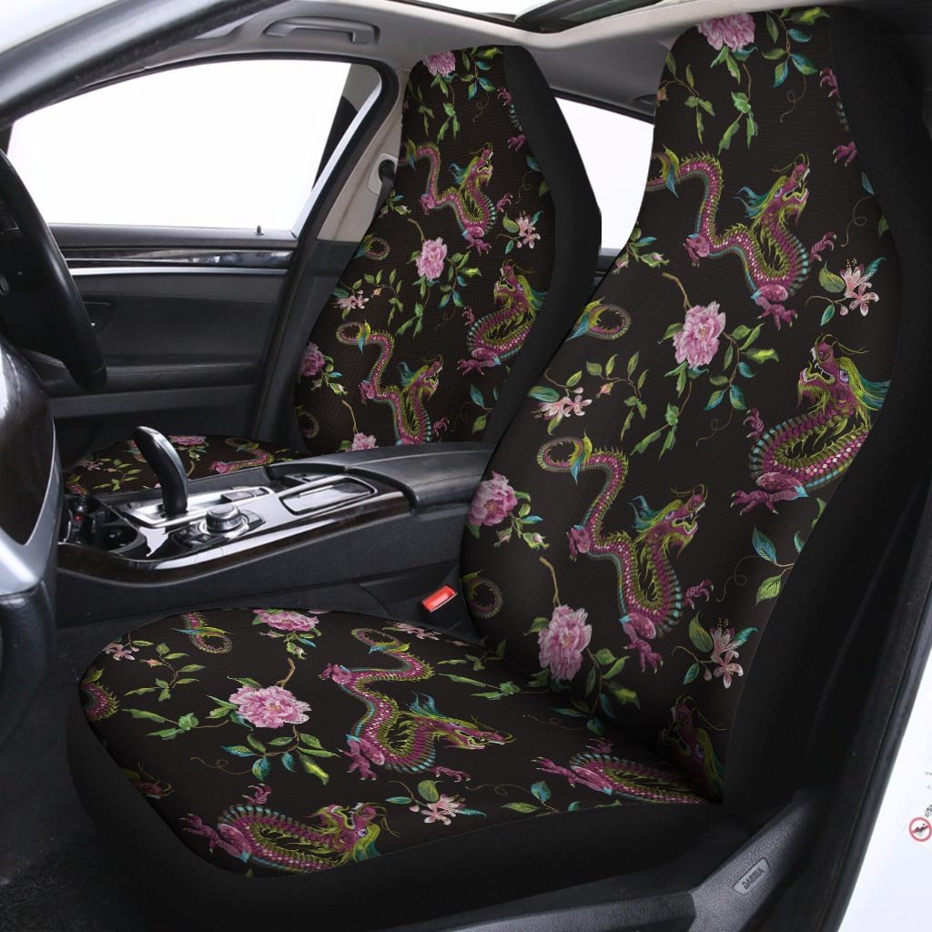 Floral Janpanese Dragon Print Car Seat Covers-grizzshop