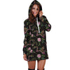 Floral Janpanese Dragon Print Hoodie Dress-grizzshop