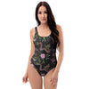 Floral Janpanese Dragon Print One Piece Swimsuite-grizzshop