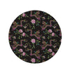 Floral Janpanese Dragon Print Round Rug-grizzshop