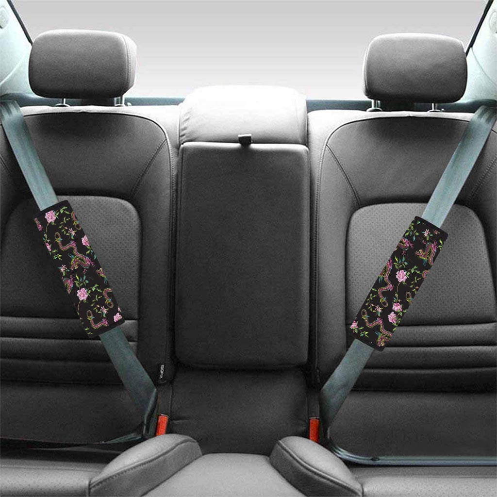 Floral Janpanese Dragon Print Seat Belt Cover-grizzshop