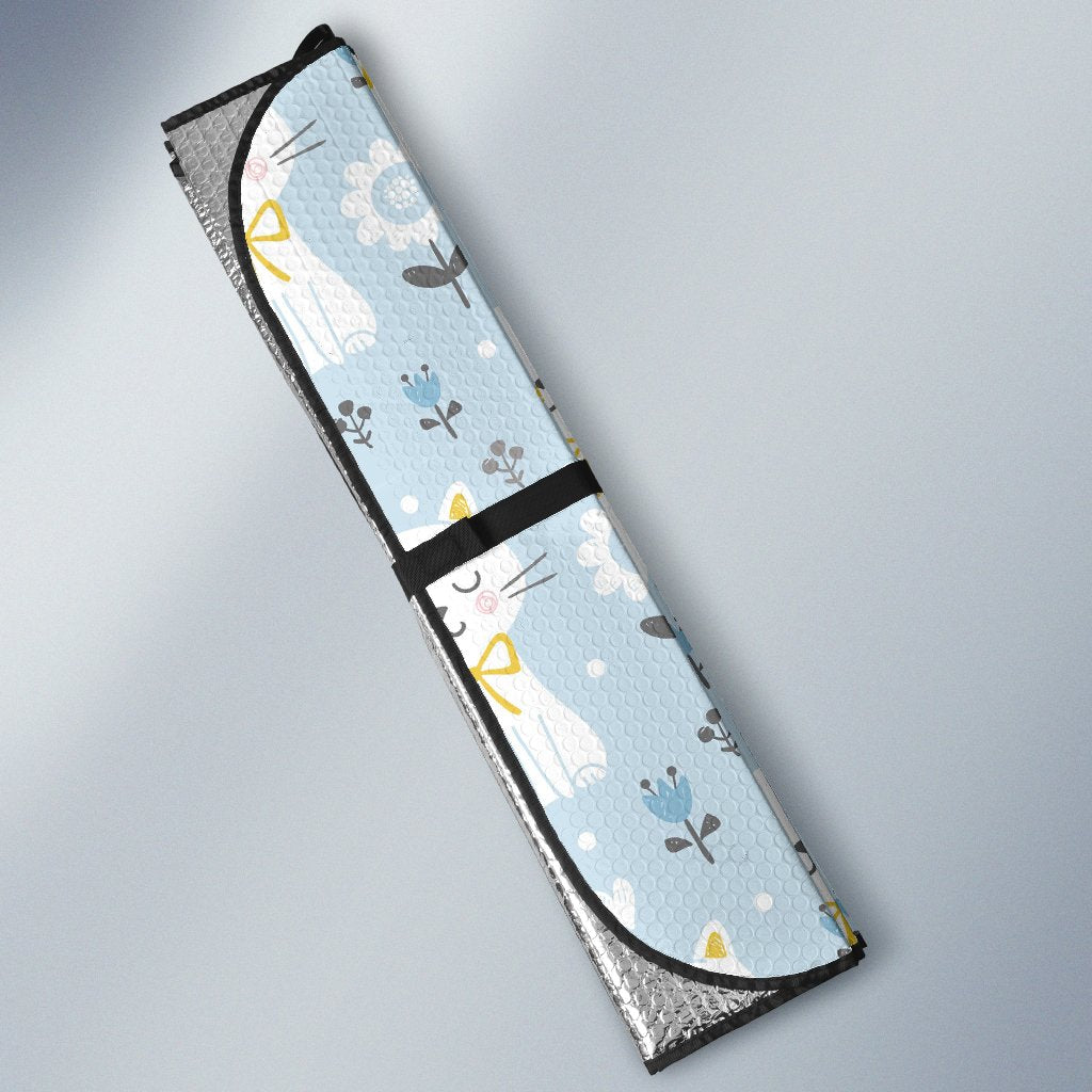 Floral Kitten Cat Pattern Print Car Sun Shade-grizzshop