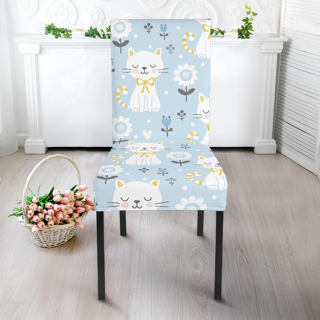 Floral Kitten Cat Pattern Print Chair Cover-grizzshop