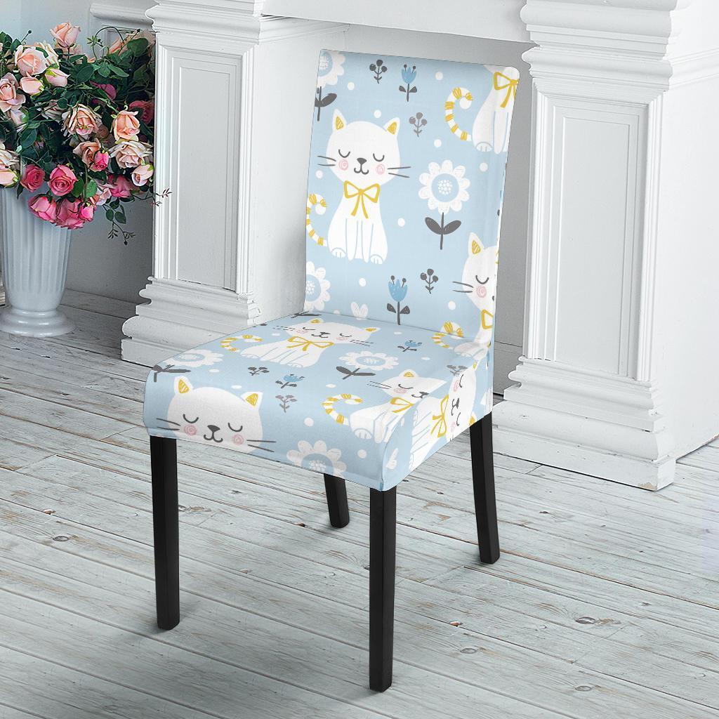 Floral Kitten Cat Pattern Print Chair Cover-grizzshop