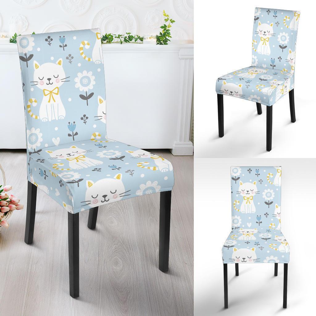 Floral Kitten Cat Pattern Print Chair Cover-grizzshop