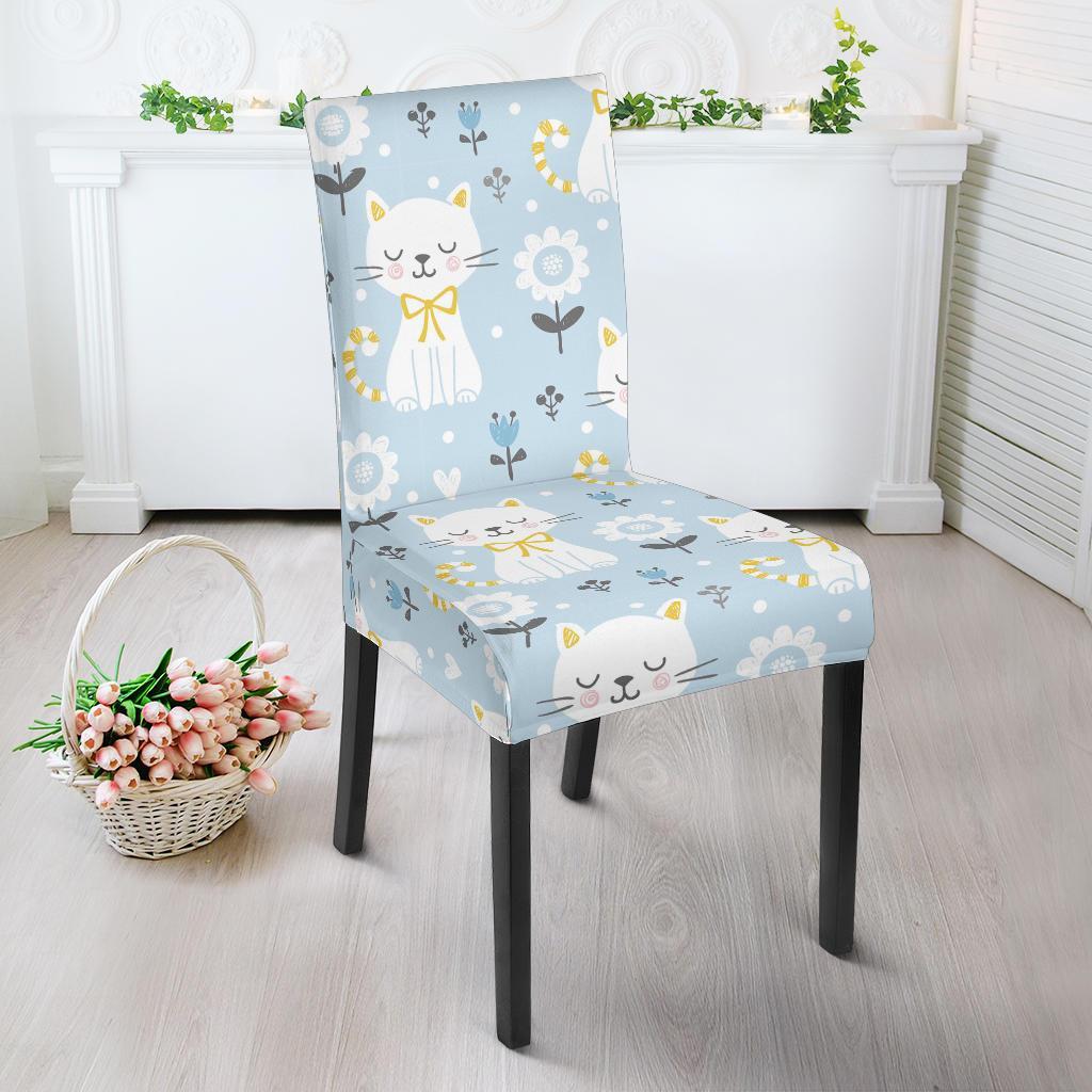 Floral Kitten Cat Pattern Print Chair Cover-grizzshop