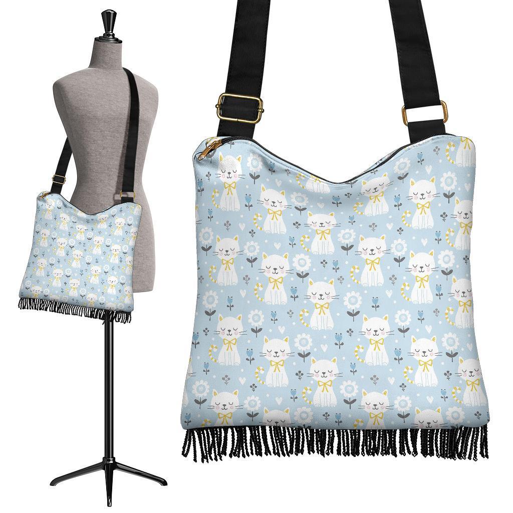 Floral Kitten Cat Pattern Print Crossbody Bags-grizzshop