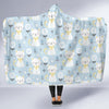 Floral Kitten Cat Pattern Print Hooded Blanket-grizzshop