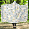 Floral Kitten Cat Pattern Print Hooded Blanket-grizzshop