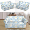 Floral Kitten Cat Pattern Print Loveseat Cover-grizzshop