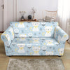 Floral Kitten Cat Pattern Print Loveseat Cover-grizzshop