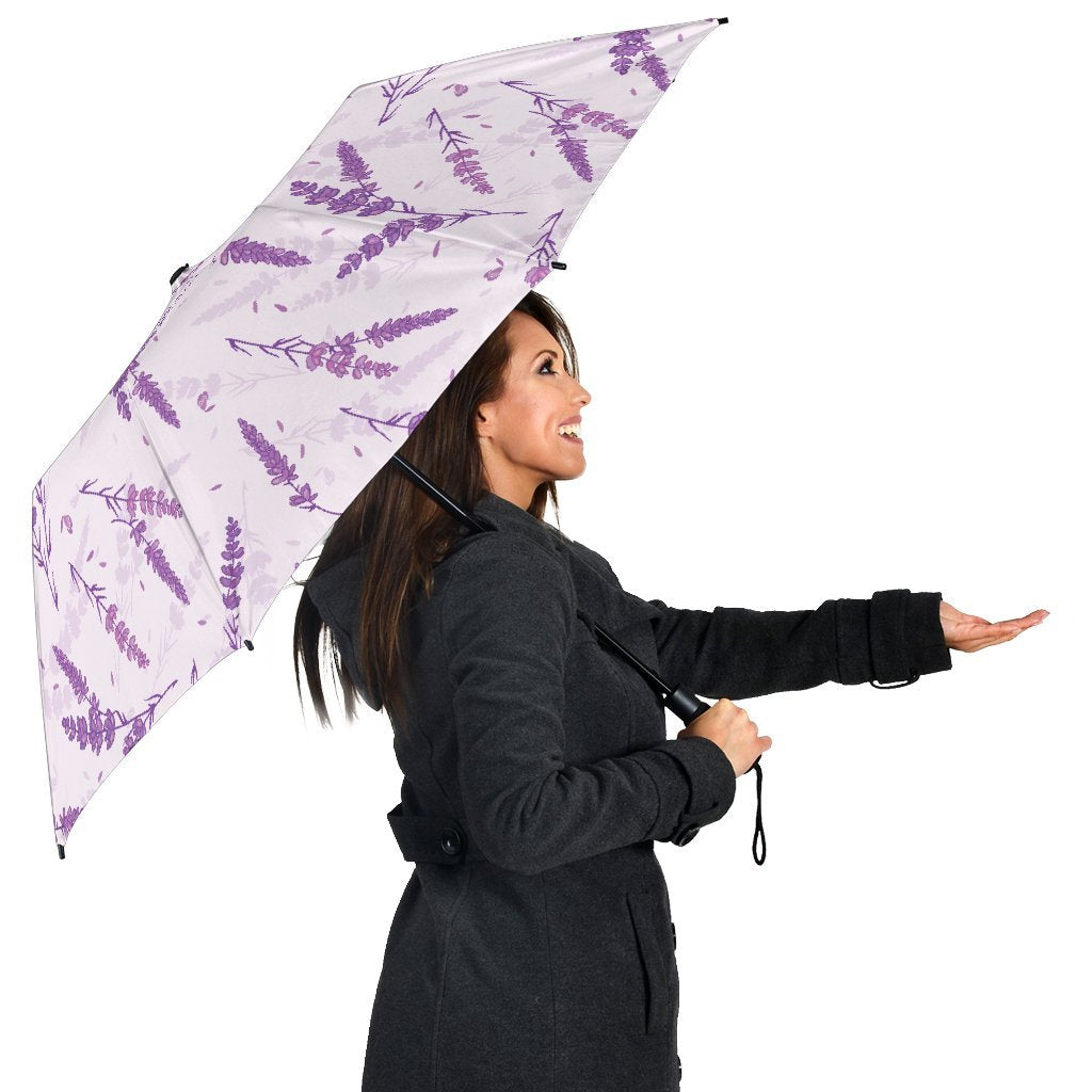 Floral Lavender Pattern Print Automatic Foldable Umbrella-grizzshop