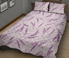 Floral Lavender Pattern Print Bed Set Quilt-grizzshop