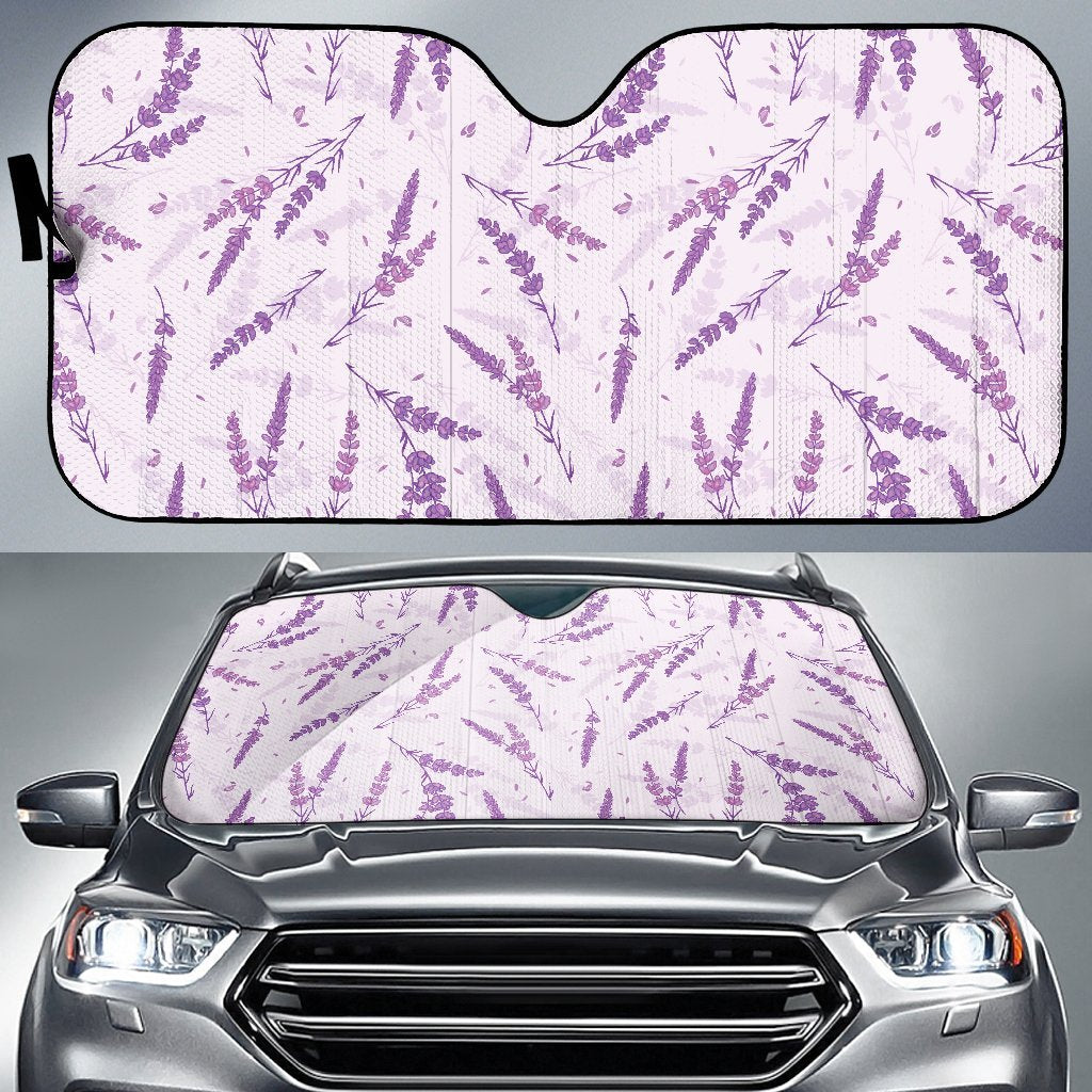 Floral Lavender Pattern Print Car Sun Shade-grizzshop