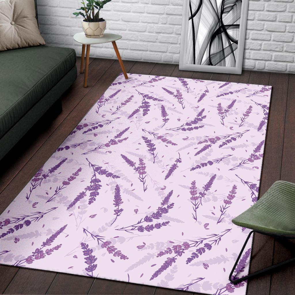 Floral Lavender Pattern Print Floor Mat-grizzshop