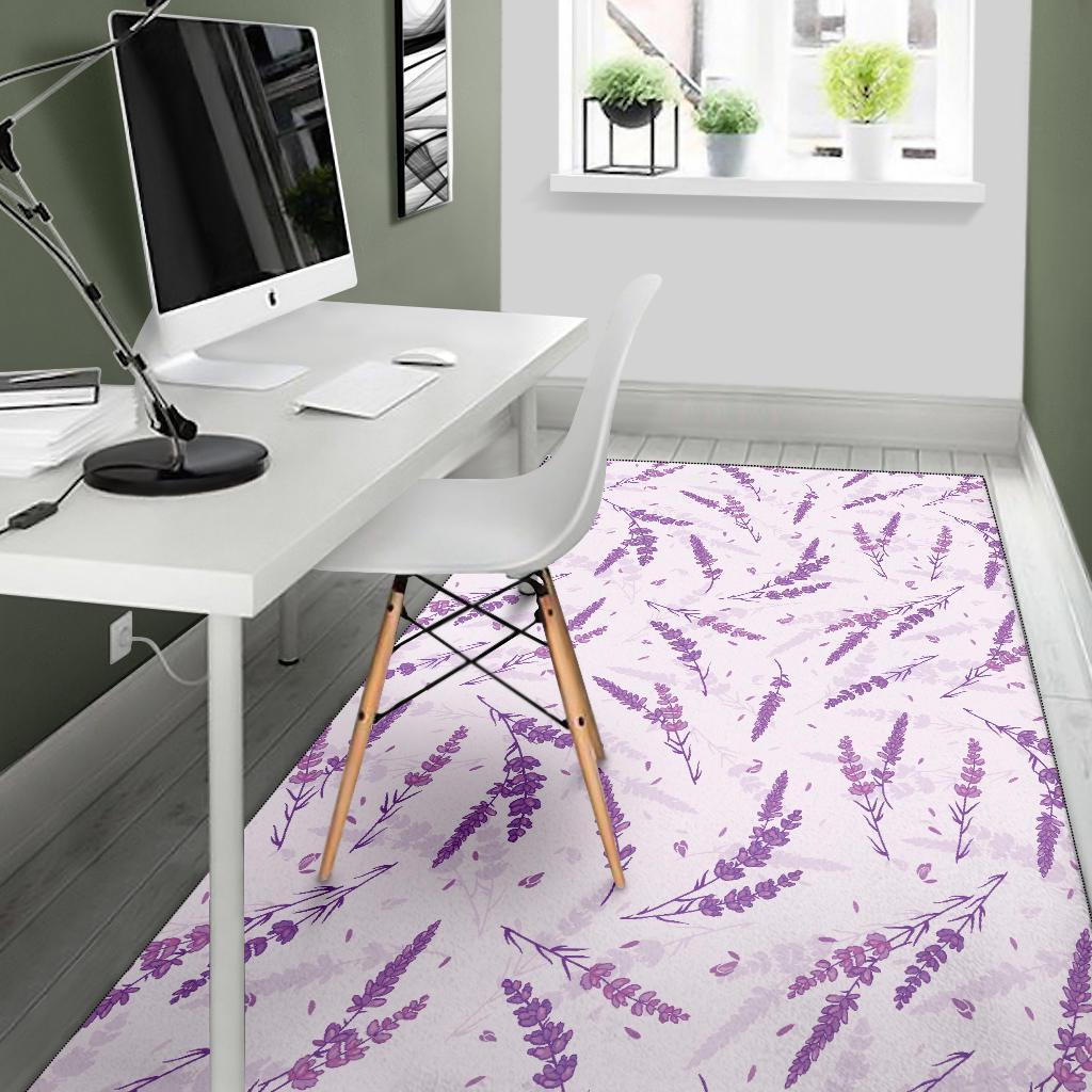 Floral Lavender Pattern Print Floor Mat-grizzshop