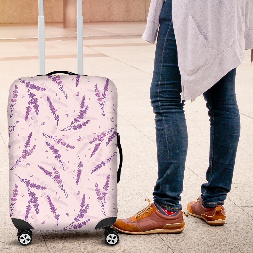 Floral Lavender Pattern Print Luggage Cover Protector-grizzshop