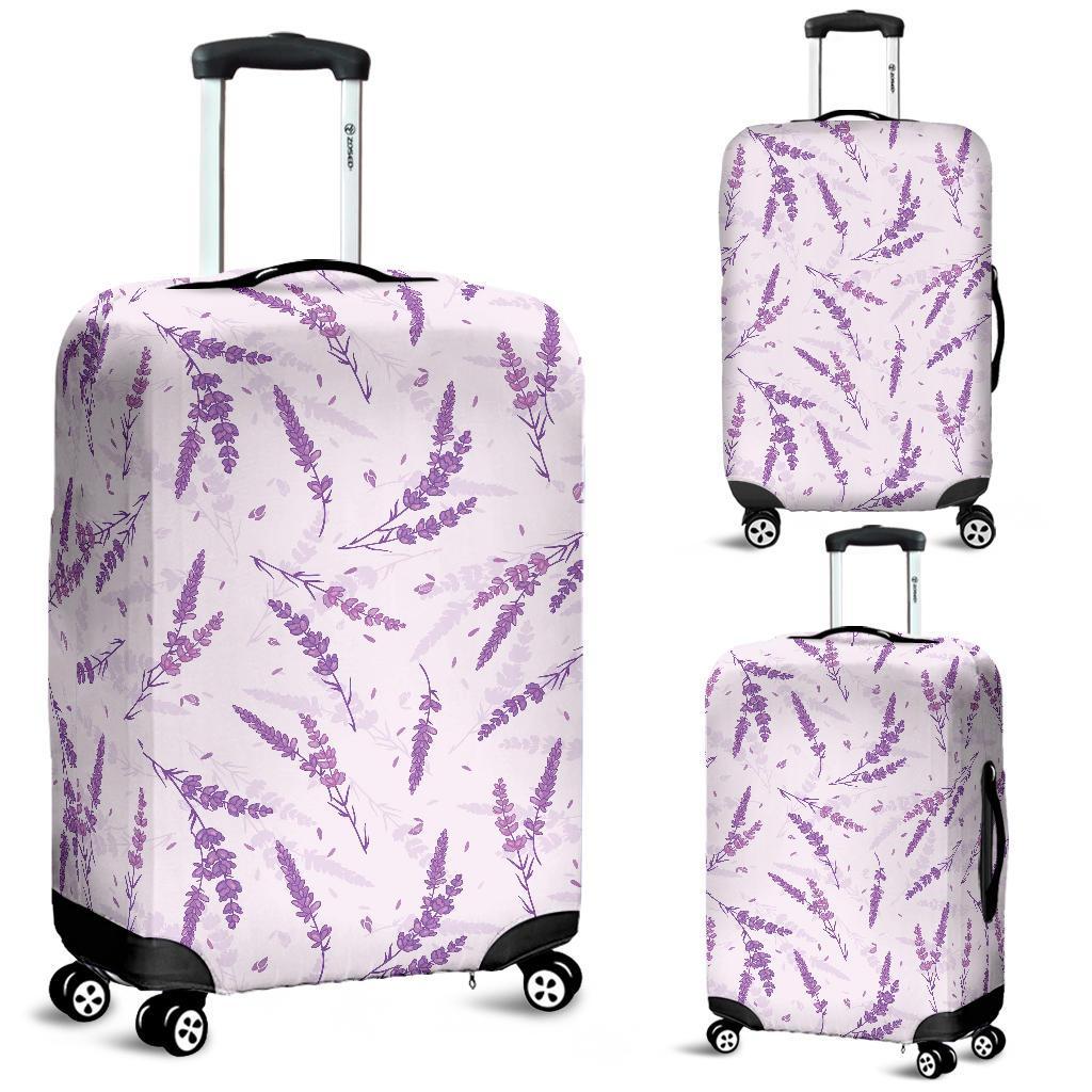 Floral Lavender Pattern Print Luggage Cover Protector-grizzshop