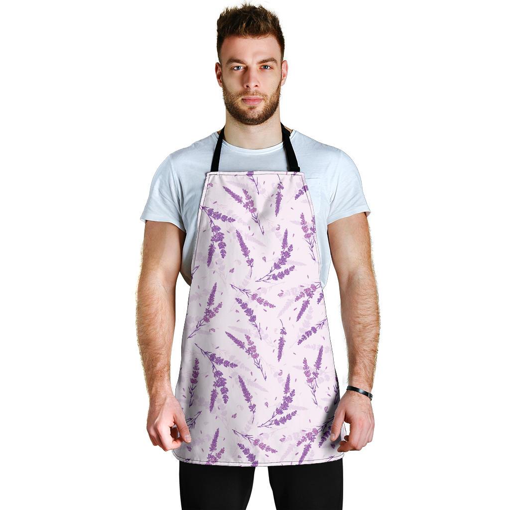 Floral Lavender Pattern Print Men's Apron-grizzshop