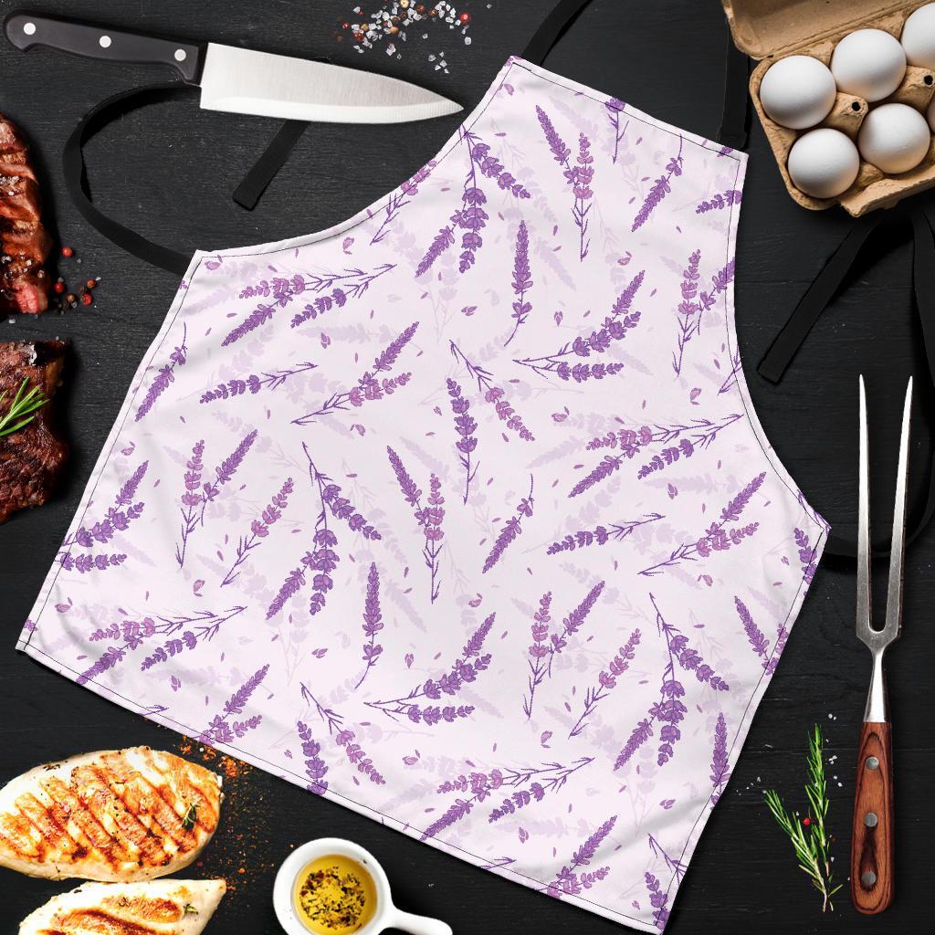 Floral Lavender Pattern Print Men's Apron-grizzshop