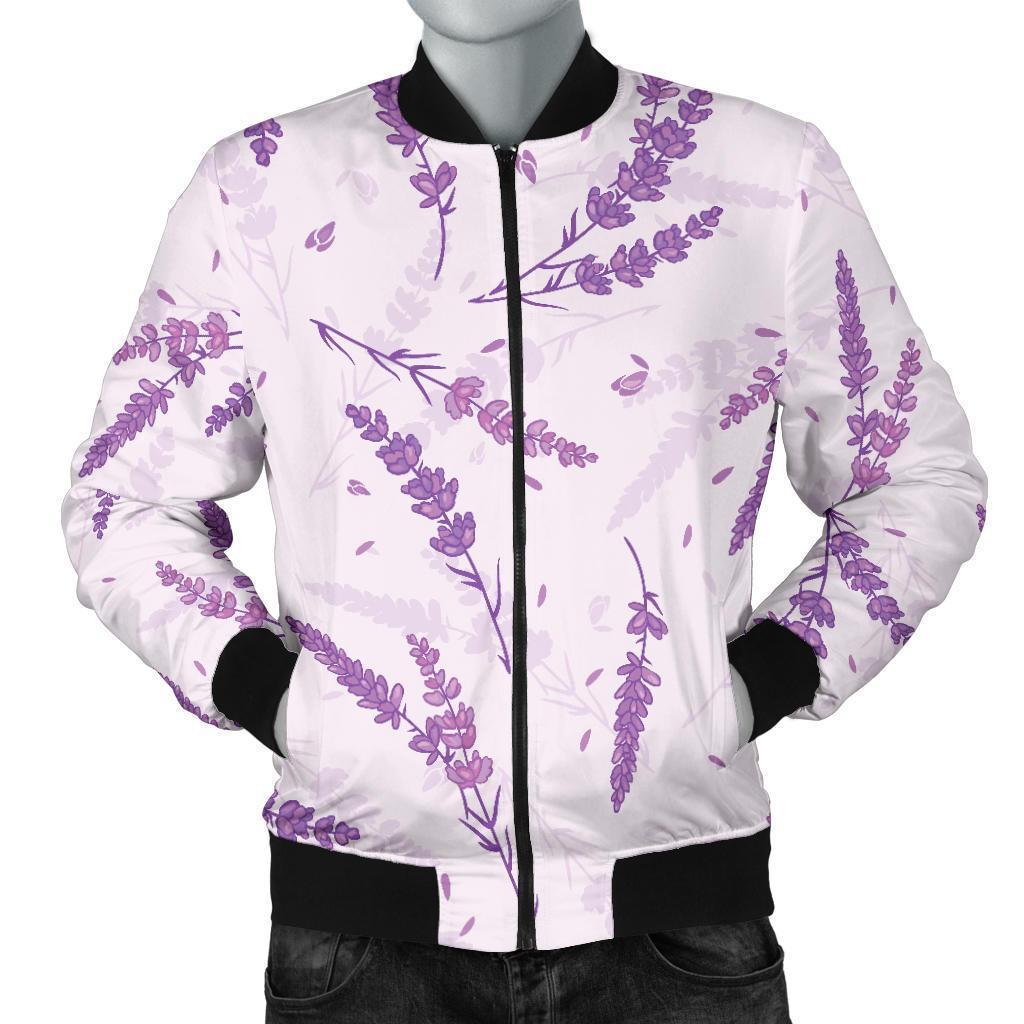 Floral Lavender Pattern Print Men's Bomber Jacket-grizzshop