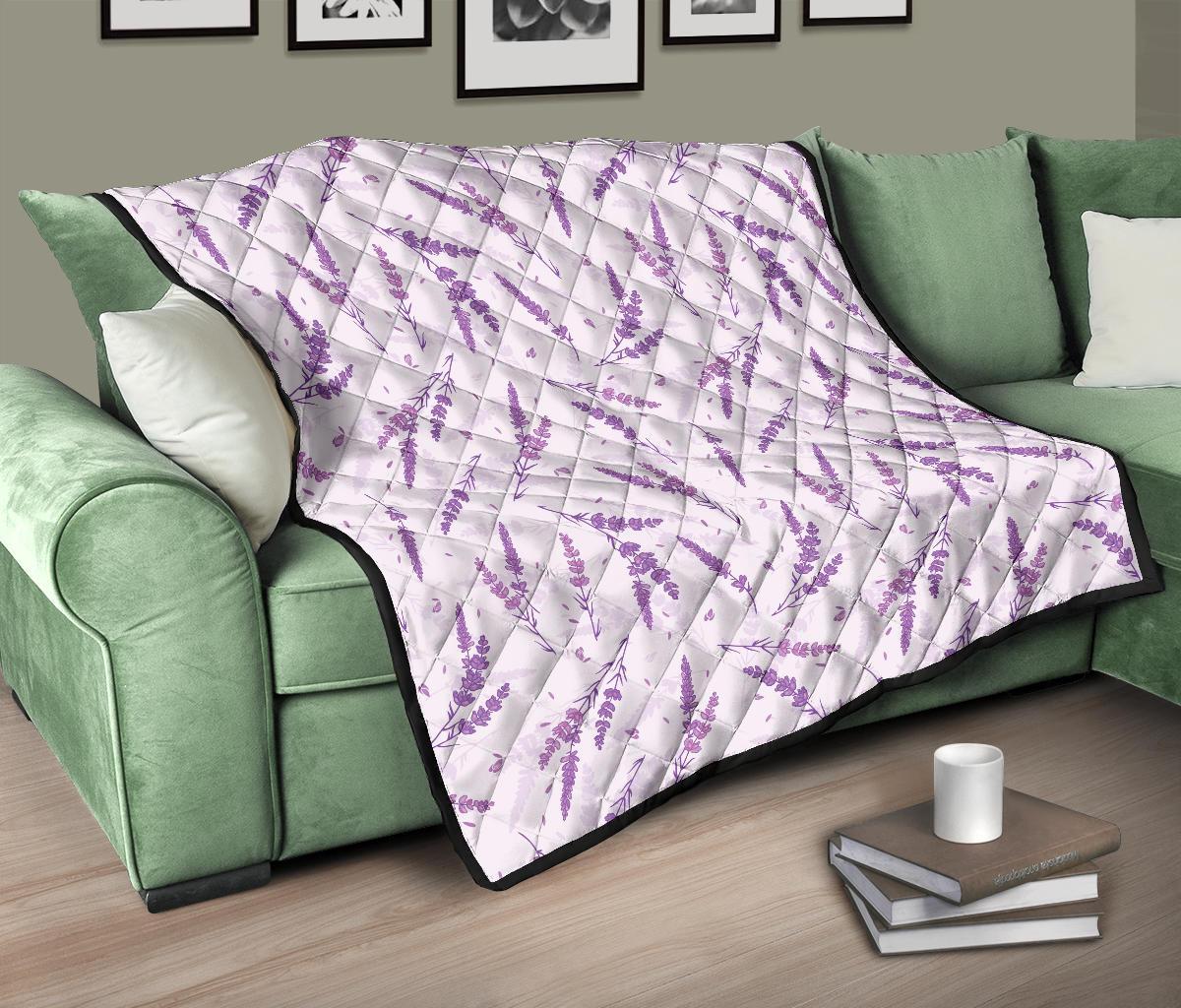 Floral Lavender Pattern Print Quilt-grizzshop