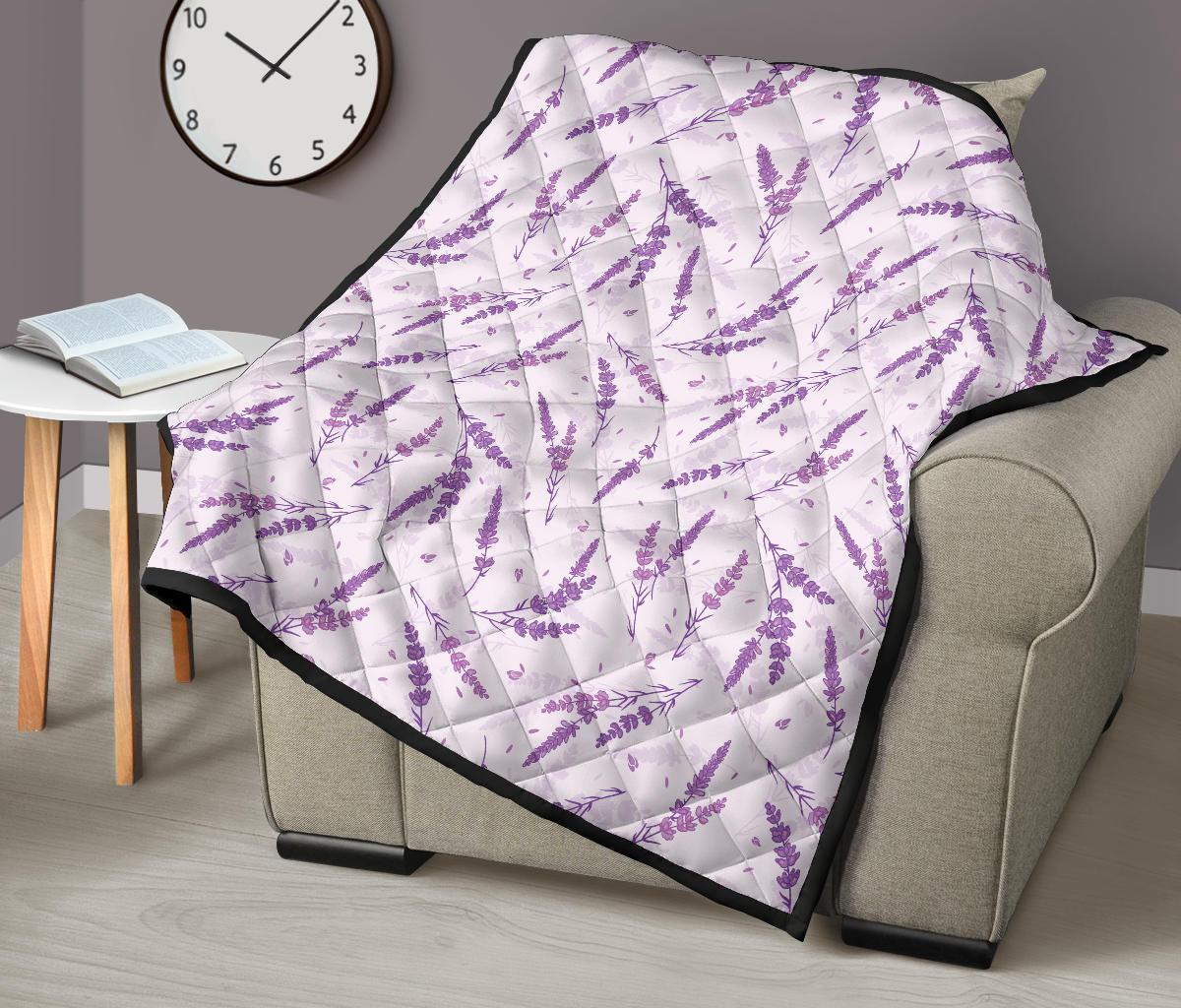 Floral Lavender Pattern Print Quilt-grizzshop