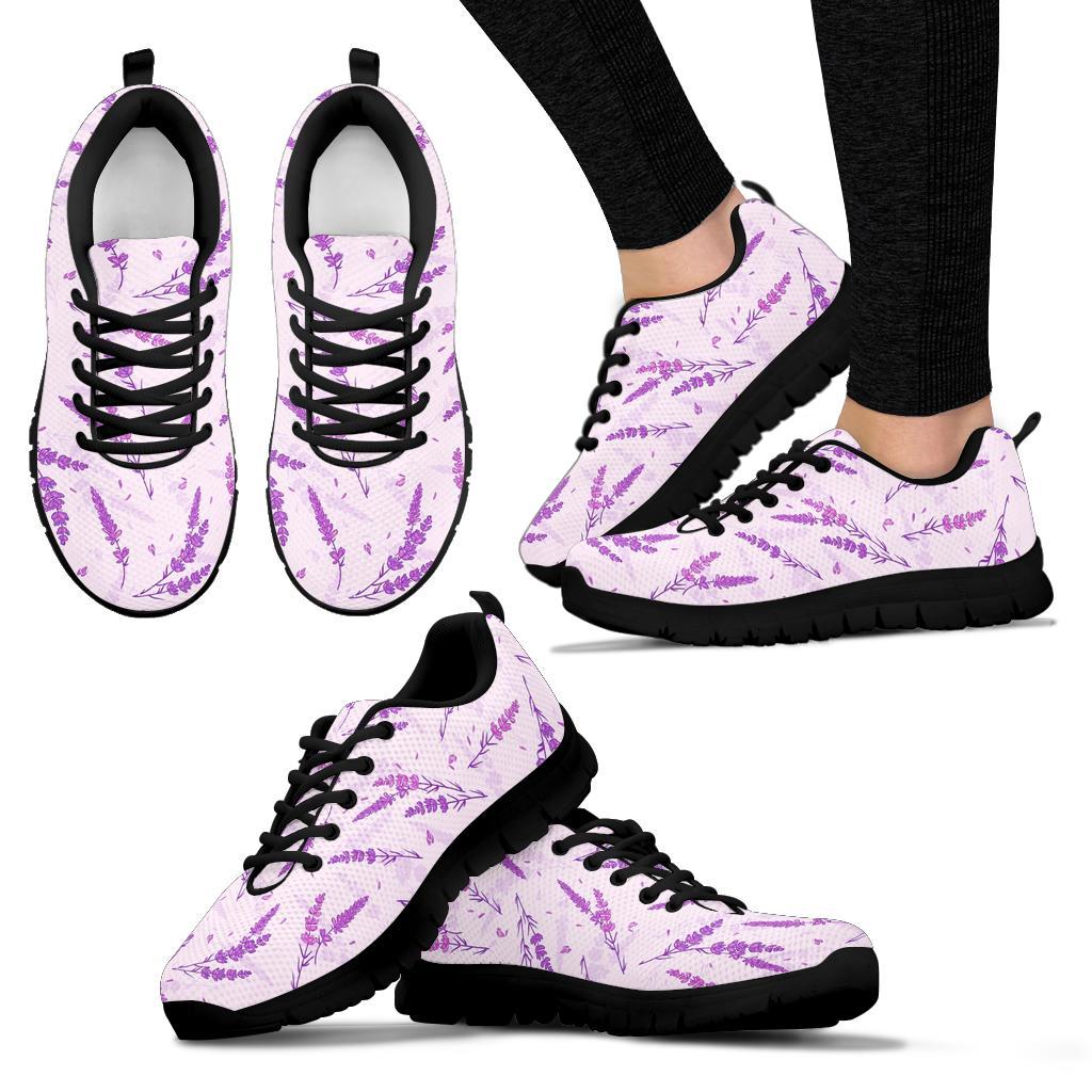 Floral Lavender Pattern Print Sneaker Shoes For Men Women-grizzshop