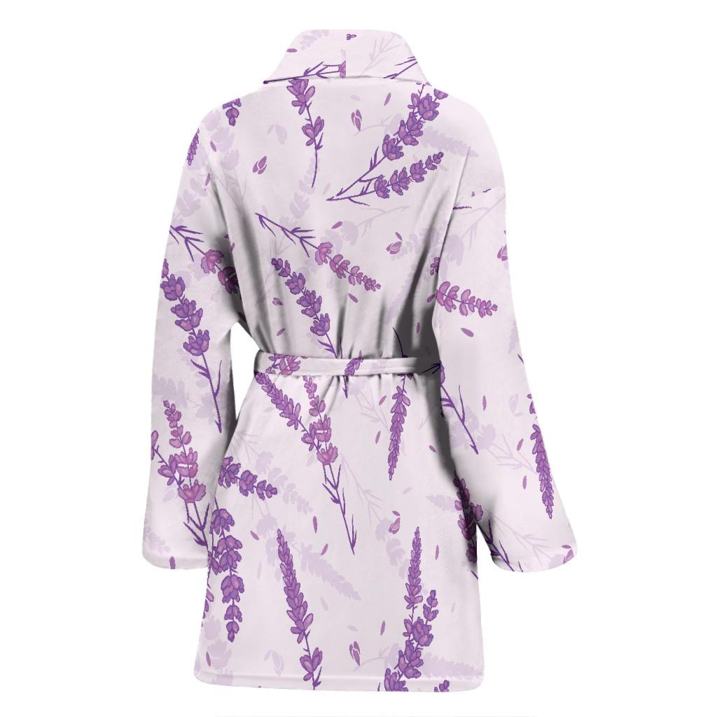 Floral Lavender Pattern Print Women Long Robe-grizzshop