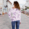 Floral Lavender Pattern Print Women Off Shoulder Sweatshirt-grizzshop