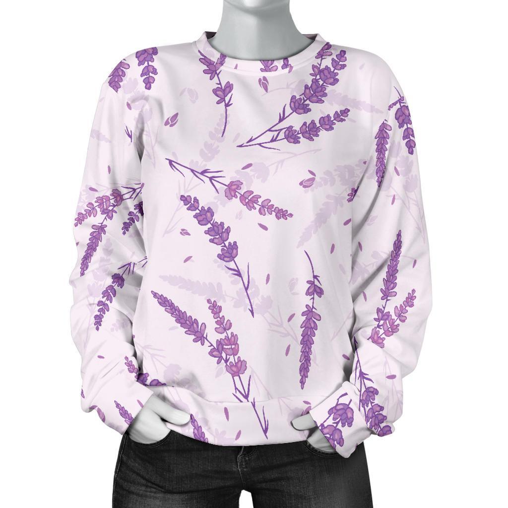 Floral Lavender Pattern Print Women's Sweatshirt-grizzshop