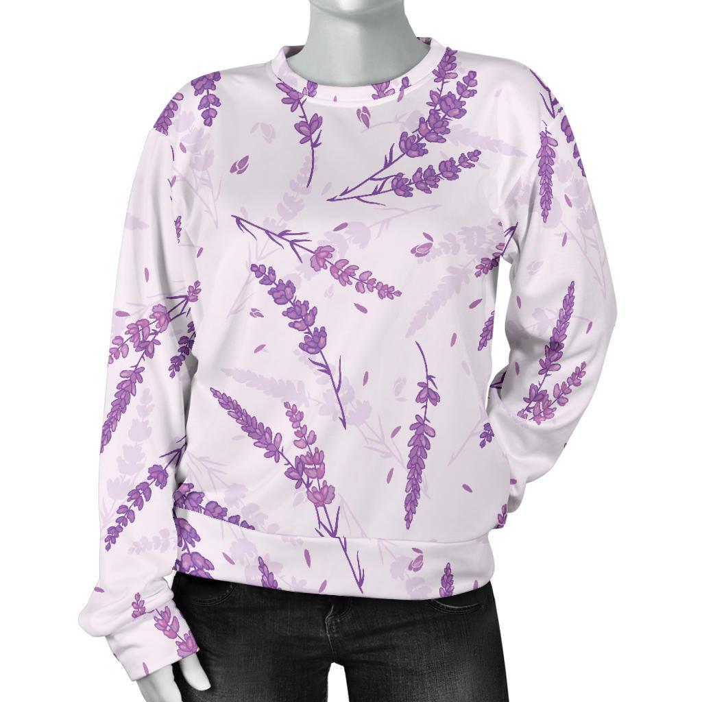 Floral Lavender Pattern Print Women's Sweatshirt-grizzshop