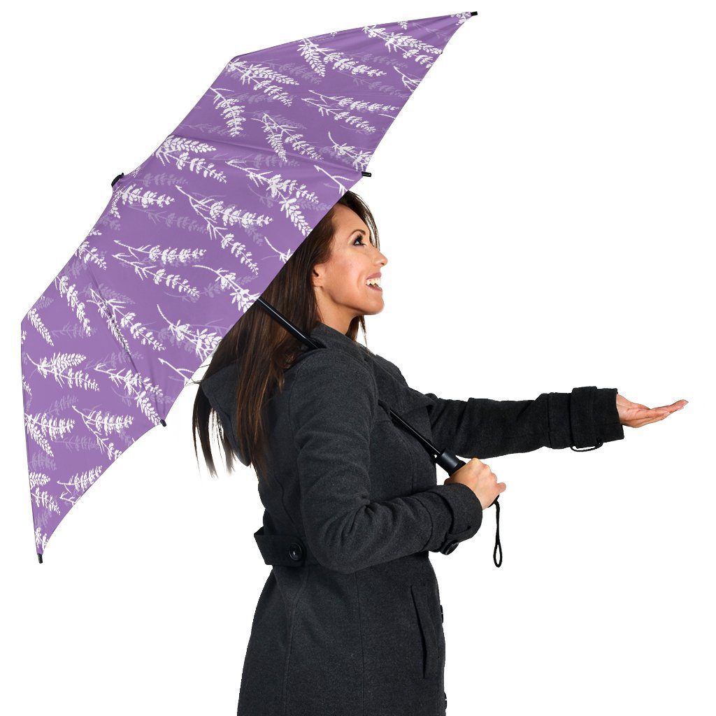 Floral Lavender Print Pattern Automatic Foldable Umbrella-grizzshop