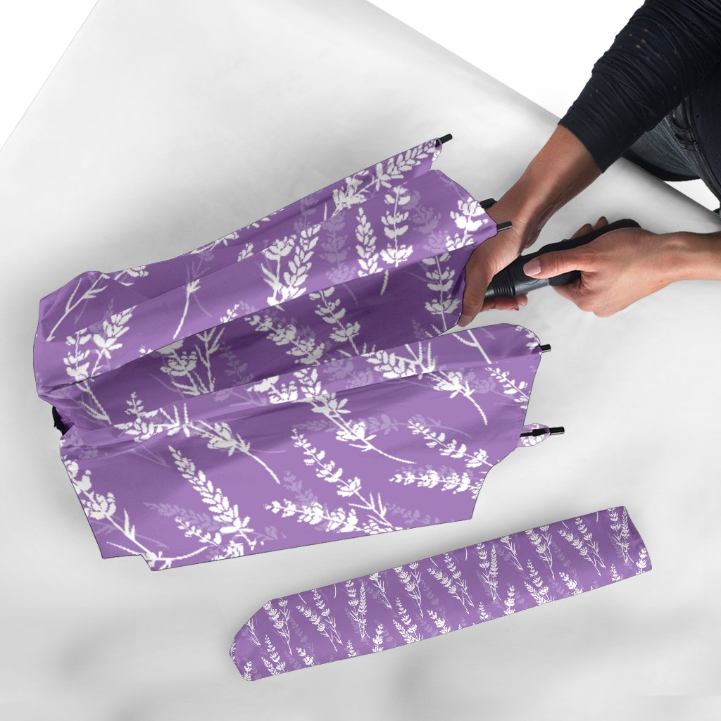 Floral Lavender Print Pattern Automatic Foldable Umbrella-grizzshop