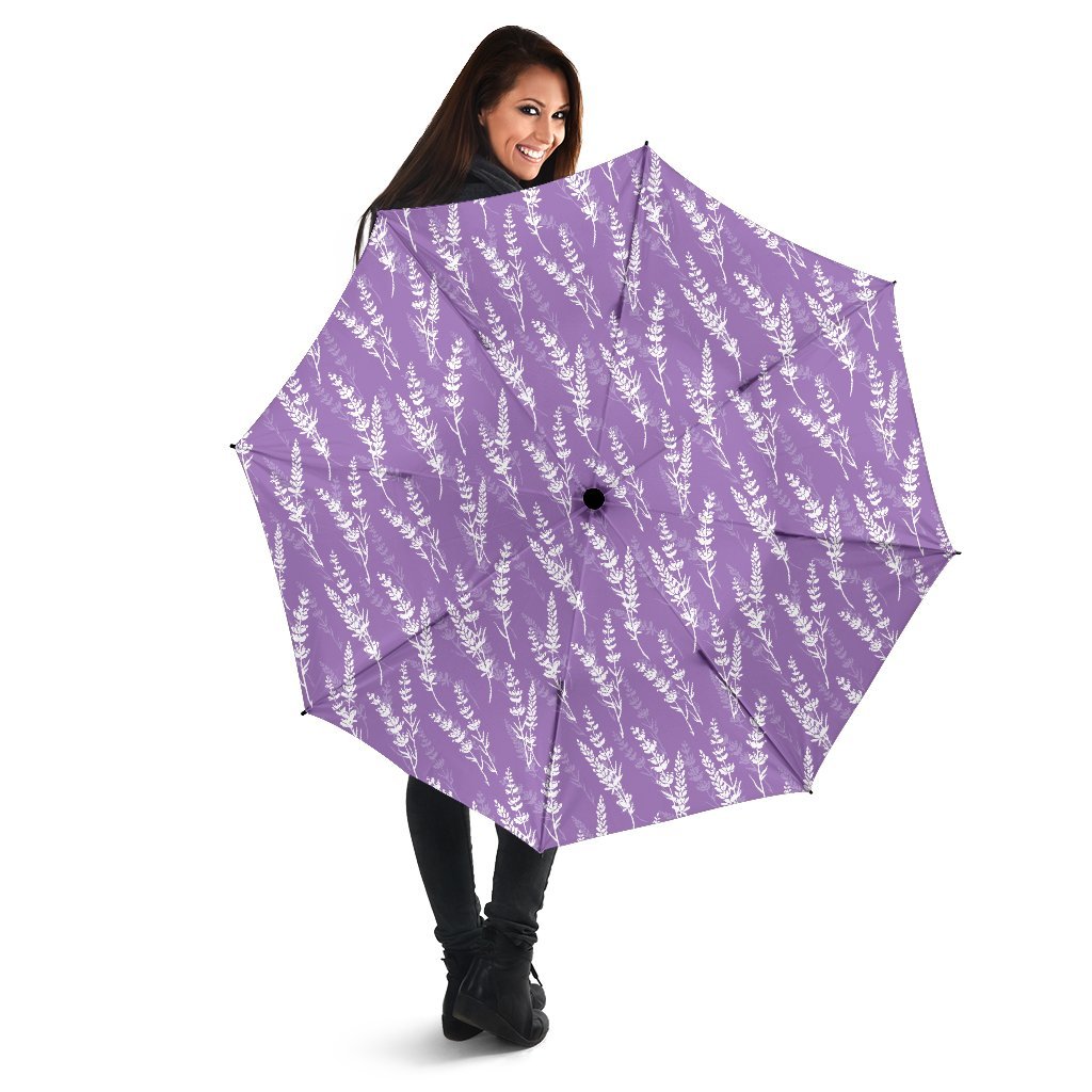 Floral Lavender Print Pattern Automatic Foldable Umbrella-grizzshop