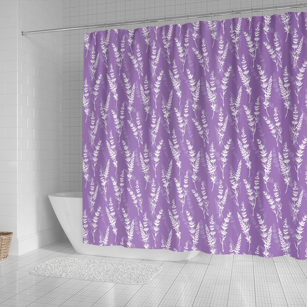 Floral Lavender Print Pattern Bathroom Shower Curtain-grizzshop