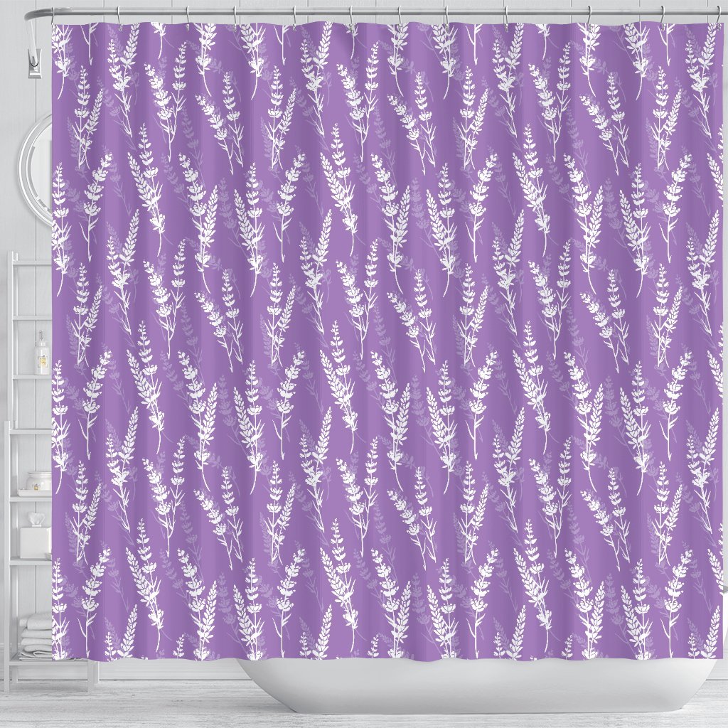 Floral Lavender Print Pattern Bathroom Shower Curtain-grizzshop